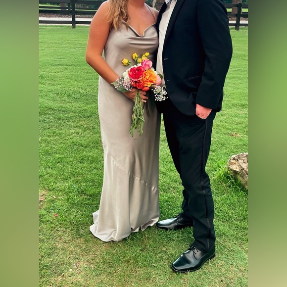 SHOW ME YOUR MUMU MOSS GREEN LUXE SATIN TUSCANY MAXI SLIP DRESS - Picture 3 of 6